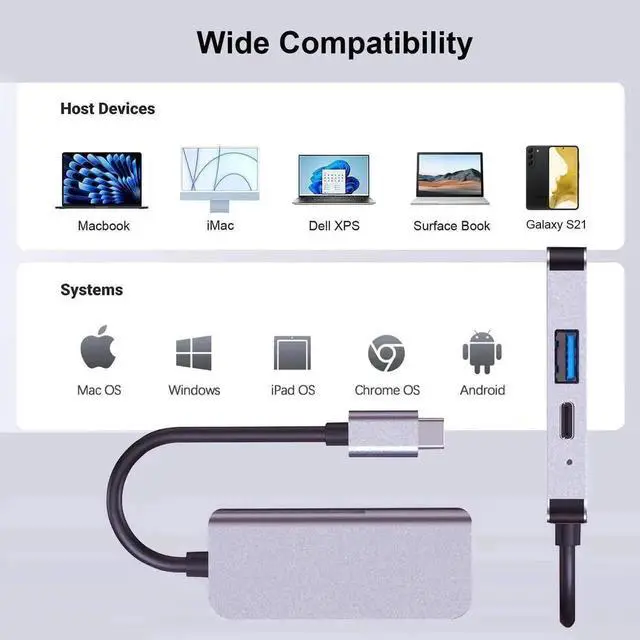 Alt view image 3 of 7 - USB C Docking Station, Portable USB C to HDMI Hub with PD Charging & USB 3.0 Port, Replacement TV Dock Compatible with Nintendo Switch/OLED, Steam Deck, iPhone 15/16 Series