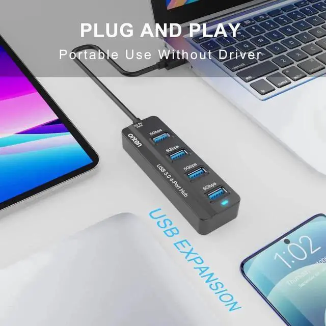 Alt view image 4 of 6 - USB C Hub, USB 3.2 Gen 2 10Gbps Multiport Adapter with 2-in-1 USB A & USB C Plug, 3×10G USB-A Ports + UHS-II SD/TF Card Reader, USB C Memory Card Reader Compatible with SD, SDHC, SDXC, Micro SD