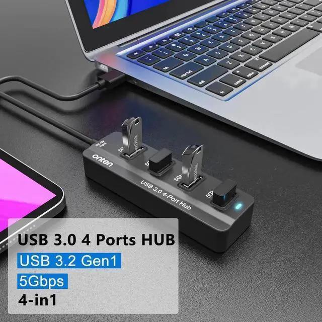 Alt view image 2 of 6 - USB C Hub, USB 3.2 Gen 2 10Gbps Multiport Adapter with 2-in-1 USB A & USB C Plug, 3×10G USB-A Ports + UHS-II SD/TF Card Reader, USB C Memory Card Reader Compatible with SD, SDHC, SDXC, Micro SD