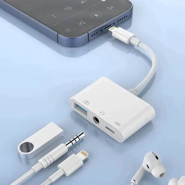 Main image of 3 in 1 USB OTG + 3.5mm AUX Audio Charging Splitter Adapter for iPhone iPad, USB Camera Adapter with Headphone Jack & Charging Port, Compatible with USB Flash Drive, Keyboard, Mouse