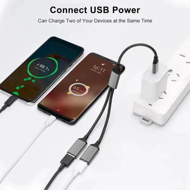 Alt view image 4 of 6 - USB C Male to Dual USB-A Female Splitter Cable Adapter, 2-Port USB Type C Hub for Data Transfer & Charging, USB Extender Power Cord for Car, Laptop, Mac, PC, Grey