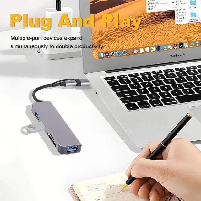 Alt view image 5 of 7 - 5 in 1 USB C Hub Multiport Adapter, USB Splitter with USB 3.0, 2 USB 2.0 Ports, SD & TF Card Reader, Portable USB Expander for Laptop, Desktop PC, Smartphones and More