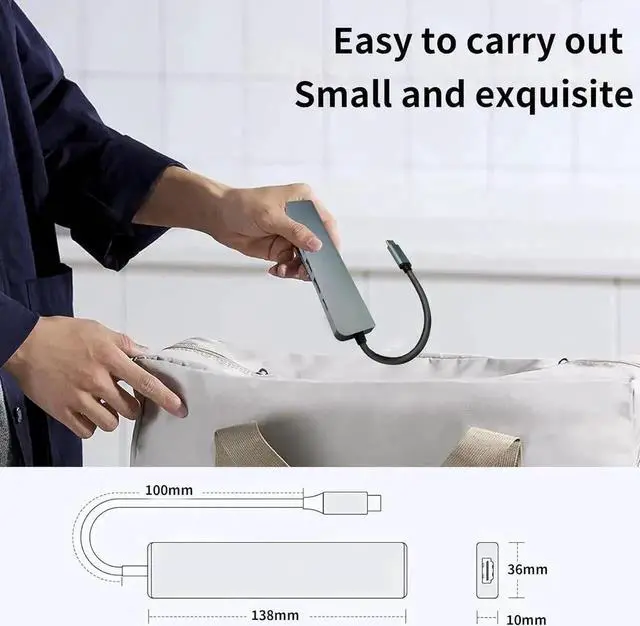 Alt view image 6 of 7 - 7 in 1 USB C Hub Multiport Docking Station, USB C Adapter with 4K HDMI, 1 USB-C Port, 2 USB-A Ports, 100W PD Charging, SD & TF Card Reader, Compatible with MacBook Air/Pro, iPad, Windows Laptops, Stea