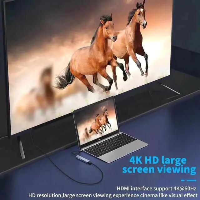 Alt view image 2 of 7 - 7 in 1 USB C Hub Multiport Docking Station, USB C Adapter with 4K HDMI, 1 USB-C Port, 2 USB-A Ports, 100W PD Charging, SD & TF Card Reader, Compatible with MacBook Air/Pro, iPad, Windows Laptops, Stea