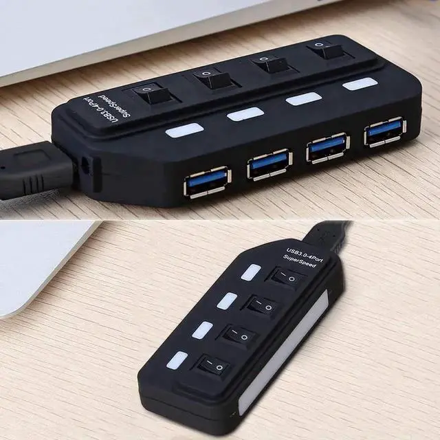 Alt view image 7 of 7 - 4-Port USB 3.0 Hub, Superspeed 5Gbps USB Splitter with Individual On/Off Switches & Blue LED Indicators, Backward Compatible with USB 2.0 / 1.1