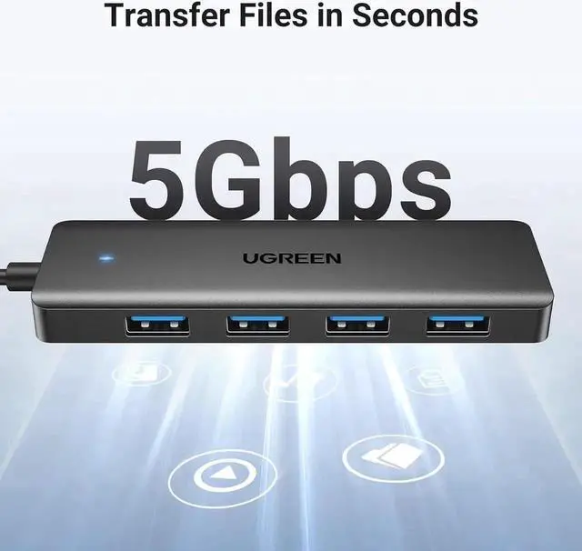 Alt view image 7 of 7 - UGREEN USB 3.0 Hub, 4-Port Ultra-Slim USB A Splitter, Multiport USB Expander for Mouse, Keyboard, Flash Drive, Printer, Compatible with Laptop, Desktop PC, Xbox, PS5 and More