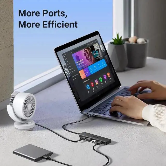 Alt view image 5 of 7 - UGREEN USB 3.0 Hub, 4-Port Ultra-Slim USB A Splitter, Multiport USB Expander for Mouse, Keyboard, Flash Drive, Printer, Compatible with Laptop, Desktop PC, Xbox, PS5 and More