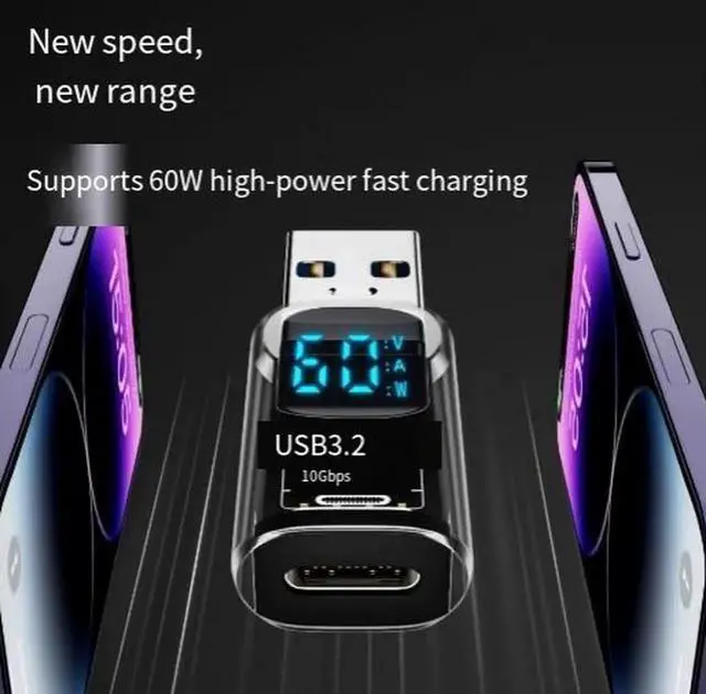 Alt view image 3 of 4 - Digital Display USB Adapter 6 Pack, 60W PD Power Monitor,10Gbps OTG Converter:2×USB-A to USB-A,2×USB-A to USB-C,2×USB-C to USB-A for Laptops, Phones, Tablets and Chargers