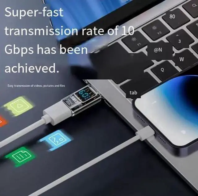 Alt view image 4 of 4 - Digital Display USB Adapter 6 Pack, 60W PD Power Monitor,10Gbps OTG Converter:2×USB-A to USB-A,2×USB-A to USB-C,2×USB-C to USB-A for Laptops, Phones, Tablets and Chargers