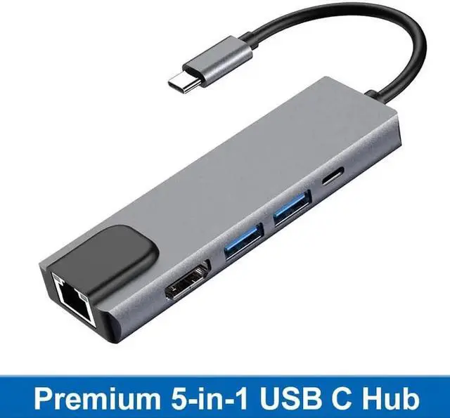Alt view image 3 of 4 - 5 in 1 USB C Docking Station, Type-C Multiport Adapter with HDMI, Gigabit Ethernet & USB Ports, USB-C Hub Splitter for Laptops