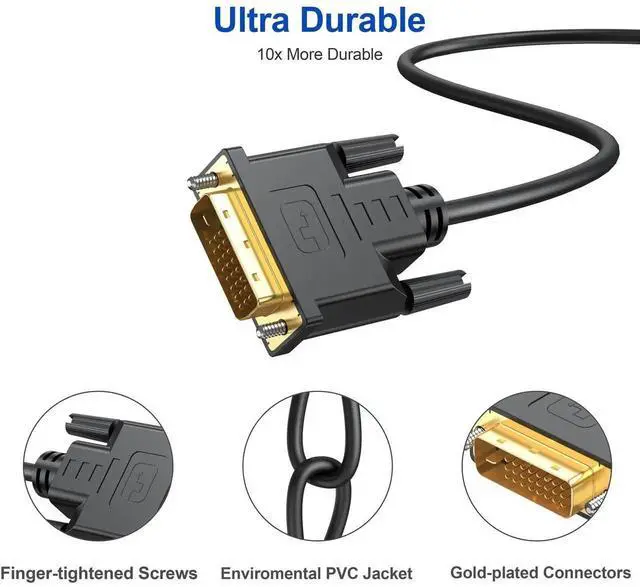 Alt view image 5 of 6 - 1.5m (5FT) DVI-D 24+1 Dual Link Cable, Supports 2K@60Hz, Gold-Plated Connectors, Digital Video Cord for PC, Monitor, Projector and Graphics Card