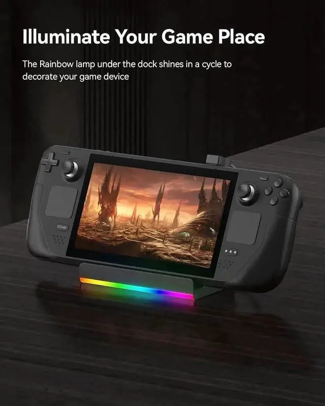 Alt view image 3 of 6 - 5-in-1 Steam Deck Dock with LED Indicator, Gigabit Ethernet, HDMI 2.0, Dual USB-A Ports, 100W Full Speed PD Charging Port, Portable Steam Deck Docking Station, Steam Deck Game Console Accessory