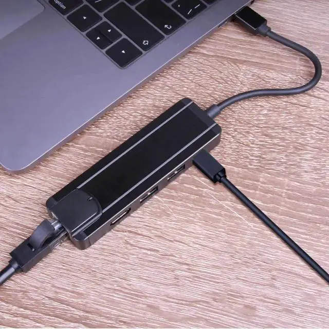 Alt view image 3 of 5 - 5-in-1 USB C Multiport Hub, Type C Docking Station with 4K HDMI, Dual USB 3.0 Ports & PD Charging, Portable USB-C Adapter Compatible with MacBook Pro, Thunderbolt 3 Laptops and Other Type-C Devices