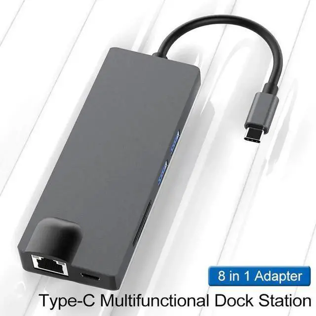 Alt view image 3 of 4 - 8-in-1 USB-C Docking Station, Multiport Type-C Hub Adapter with HDMI, VGA, Gigabit Ethernet, USB Ports, PD Charging, TF & SD Card Reader, Portable Expansion Dock for Laptops, Notebooks and Full-Functi