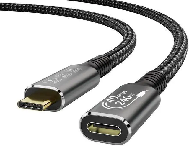 Main image of USB4 Extension Cable Male to Female, 40Gbps Data Transfer, 240W PD Fast Charging, 8K@60Hz Video Output, Compatible with Thunderbolt 4/3, Type-C Extension Cord for Thunderbolt Dock, eGPU, External SSD