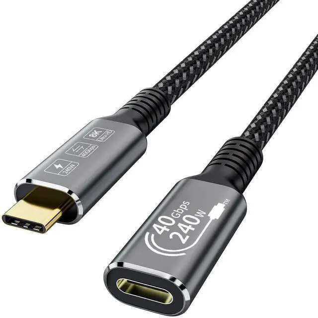 Alt view image 3 of 5 - USB4 Extension Cable Male to Female, 40Gbps Data Transfer, 240W PD Fast Charging, 8K@60Hz Video Output, Compatible with Thunderbolt 4/3, Type-C Extension Cord for Thunderbolt Dock, eGPU, External SSD