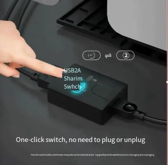 Alt view image 4 of 4 - 2-in-1 Out USB 2.0 Printer Sharing Switch, Manual Button USB Switcher, Share One Printer Between Two Computers, Plug and Play USB Switch Box for Scanner, Printer, USB Device, Home and Office Use