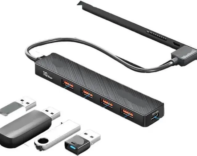 Alt view image 3 of 5 - 4-Port USB 3.2 Gen 2 Hub, 10Gbps SuperSpeed USB Splitter Adapter, Durable ABS Housing USB Extender, Plug and Play Computer Accessories for MacBook, Dell, HP, ASUS, Lenovo, Acer Laptops and Desktop PCs