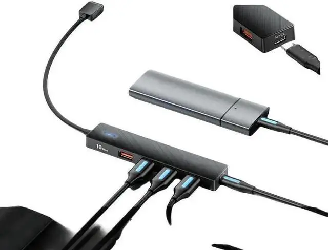 Alt view image 4 of 5 - 4-Port USB 3.2 Gen 2 Hub, 10Gbps SuperSpeed USB Splitter Adapter, Durable ABS Housing USB Extender, Plug and Play Computer Accessories for MacBook, Dell, HP, ASUS, Lenovo, Acer Laptops and Desktop PCs