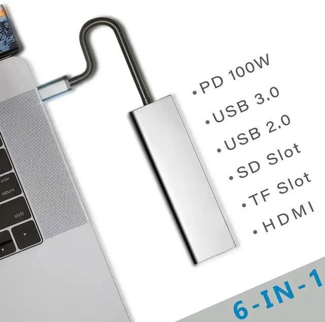 Alt view image 3 of 6 - USB C Docking Station Multiport Adapter, USB-C Hub with HDMI, USB Port & Micro SD Card Reader, USB C to HDMI Dongle Compatible with MacBook Pro, Chromebook, Laptops
