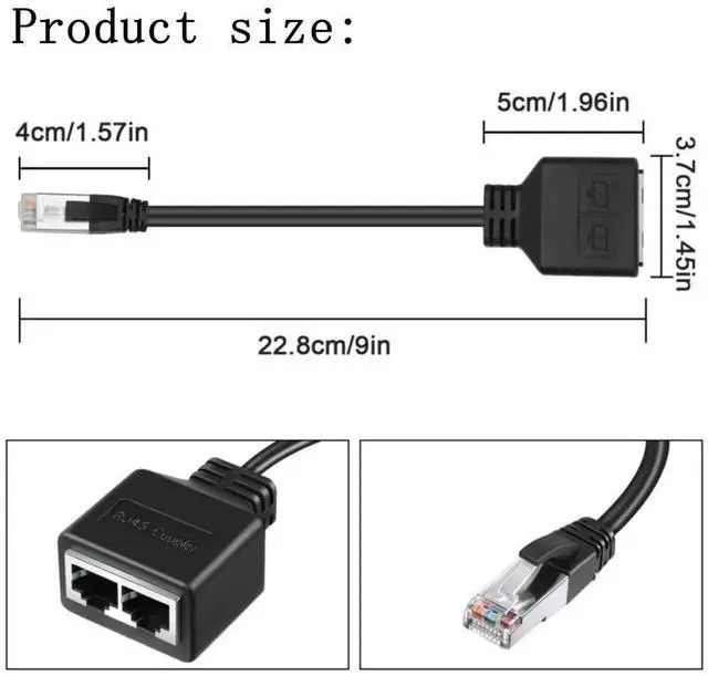 Alt view image 4 of 6 - RJ45 Ethernet Splitter 1 Male to 3 Female, 1000Mbps Passive LAN Network Adapter, Compatible with Cat7 Cat8 Ethernet Cable