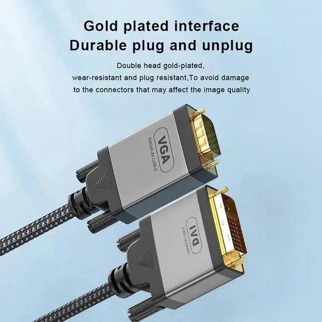 Alt view image 3 of 7 - 24+1 DVI-D to VGA Adapter Cable, 1080P Full HD Gold-Plated Connector, DVI to VGA Video Cord for PC, Laptop, Monitor and Projector