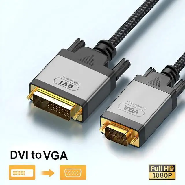 Alt view image 7 of 7 - 24+1 DVI-D to VGA Adapter Cable, 1080P Full HD Gold-Plated Connector, DVI to VGA Video Cord for PC, Laptop, Monitor and Projector