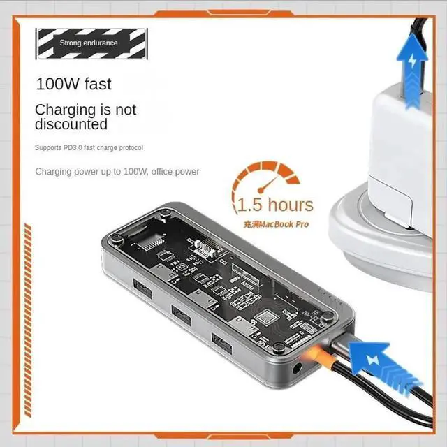 Alt view image 3 of 7 - 10-in-1 USB C Docking Station Dual Monitor, Multiport Type C Hub with 4K HDMI, VGA, 3 USB 3.0, 100W PD Charging, Gigabit Ethernet, SD/TF Card Reader & 3.5mm Audio Jack for USB-C Laptops