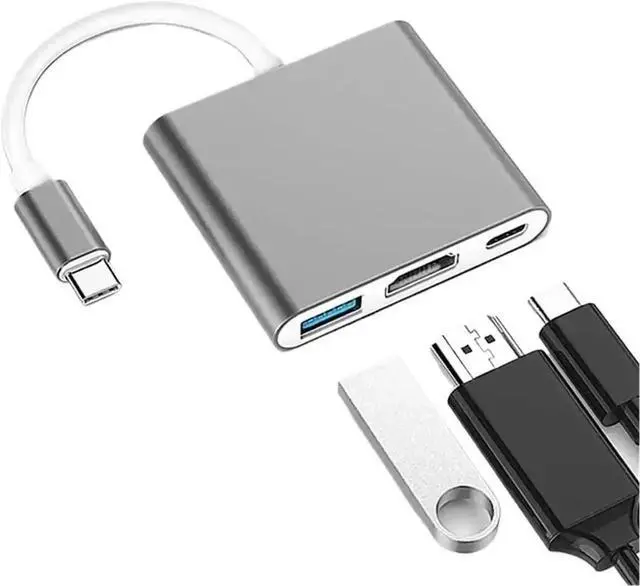 Alt view image 2 of 4 - 3 in 1 Portable Square USB C Hub, Type C to 4K HDMI + USB 3.0 + USB-C PD Adapter, Compatible with Samsung S10 Dex Mode, TV and Projector