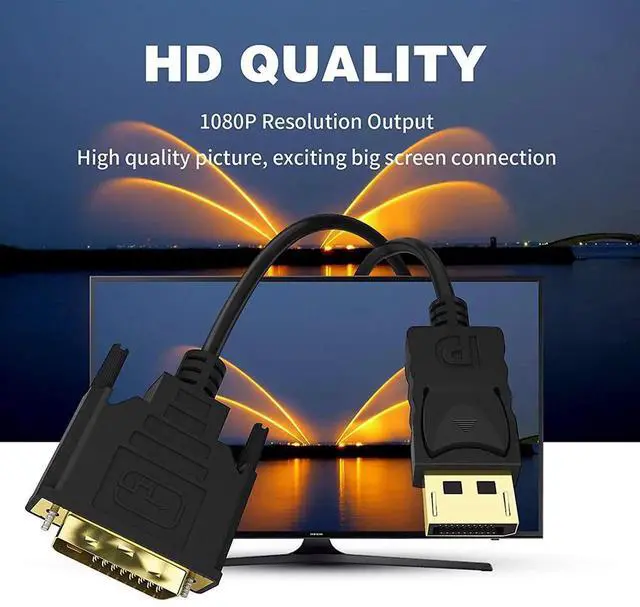 Alt view image 2 of 4 - 1.8m DisplayPort to DVI Active Cable, 1080P Gold-Plated Cord with Latched Connector, DP to DVI Video Cable for PC, Laptop, Monitor and Projector