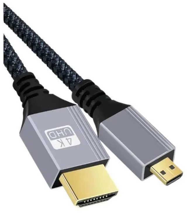 Main image of Micro HDMI to HDMI 2.0 Cable, 4K@60Hz Braided Video Cord with Aluminum Shell & Gold-Plated Connectors, Compatible with Camera, Tablet, Raspberry Pi, TV and Monitor