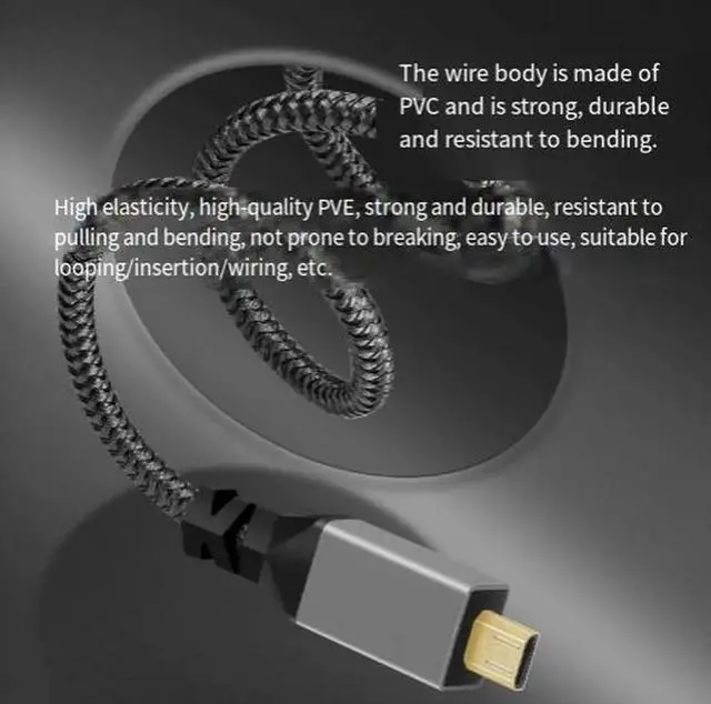 Alt view image 4 of 4 - Micro HDMI to HDMI 2.0 Cable, 4K@60Hz Braided Video Cord with Aluminum Shell & Gold-Plated Connectors, Compatible with Camera, Tablet, Raspberry Pi, TV and Monitor
