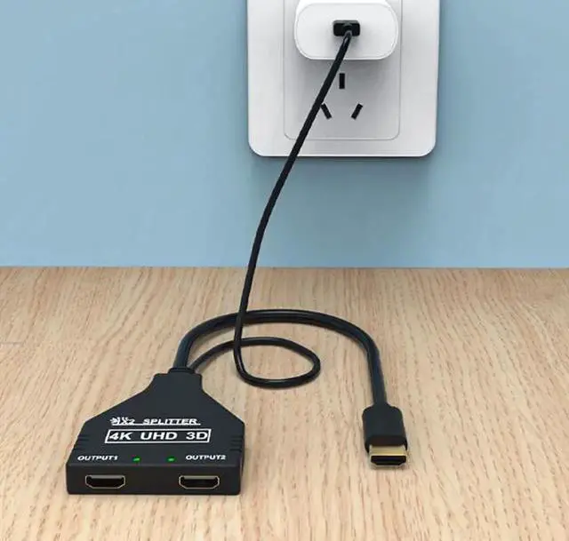 Alt view image 4 of 5 - 1x2 HDMI Splitter 4K@30Hz, HDMI 1.4 3D Video Duplicator, Plug and Play Screen Mirror Adapter for PS4, Xbox, Blu-ray Player, PC and HDTV