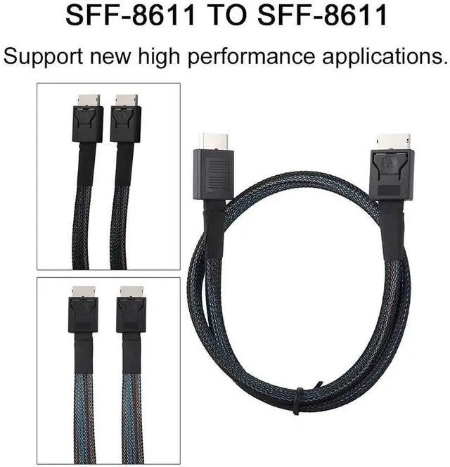 Alt view image 4 of 4 - PCIe 4.0 SFF-8611 Oculink Cable, 24Gbps Mini SAS Data Cable for NVMe SSD, RAID Card, High-Performance Storage and Server
