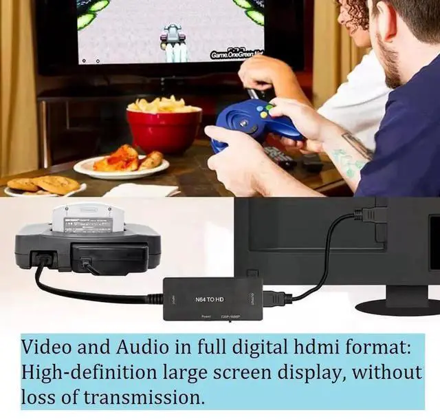 Alt view image 2 of 4 - N64 to HDMI HD Video Converter Adapter, Compatible with N64, SNES, SFC, NGC, Support 16:9/4:3 Aspect Ratio Switch, Plug-and-Play Retro Gaming Adapter for Modern HDTVs