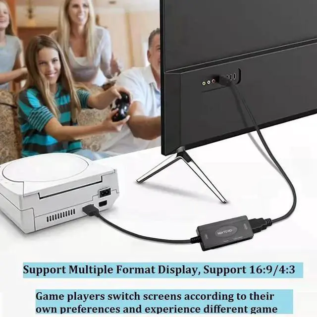 Alt view image 4 of 4 - N64 to HDMI HD Video Converter Adapter, Compatible with N64, SNES, SFC, NGC, Support 16:9/4:3 Aspect Ratio Switch, Plug-and-Play Retro Gaming Adapter for Modern HDTVs