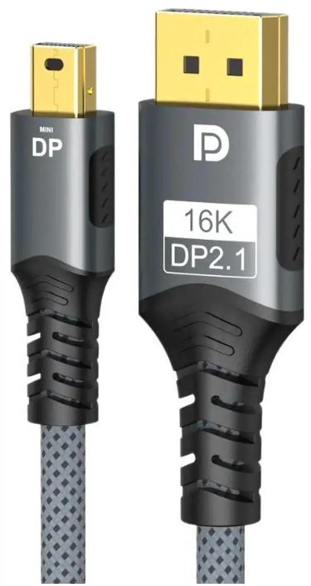 Main image of Mini DisplayPort to DisplayPort 2.1 Cable, Supports 16K@60Hz, 8K@120Hz, 4K@240Hz, Compatible with Laptop, Graphics Card, Monitor
