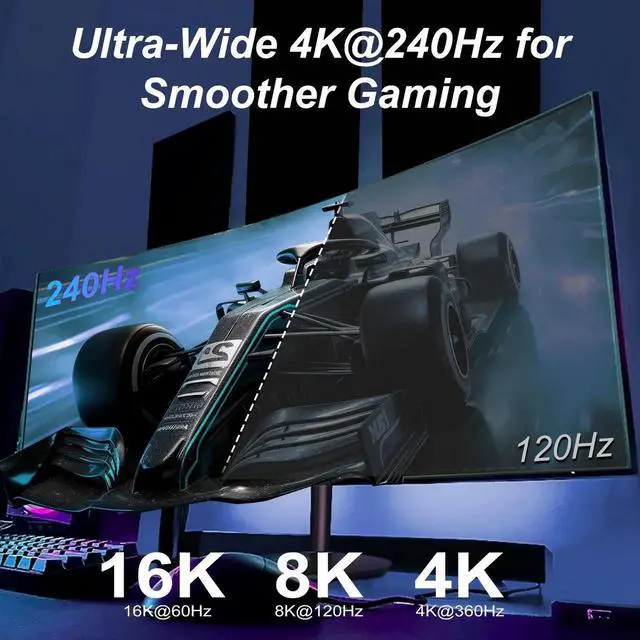 Alt view image 3 of 4 - Mini DisplayPort to DisplayPort 2.1 Cable, Supports 16K@60Hz, 8K@120Hz, 4K@240Hz, Compatible with Laptop, Graphics Card, Monitor