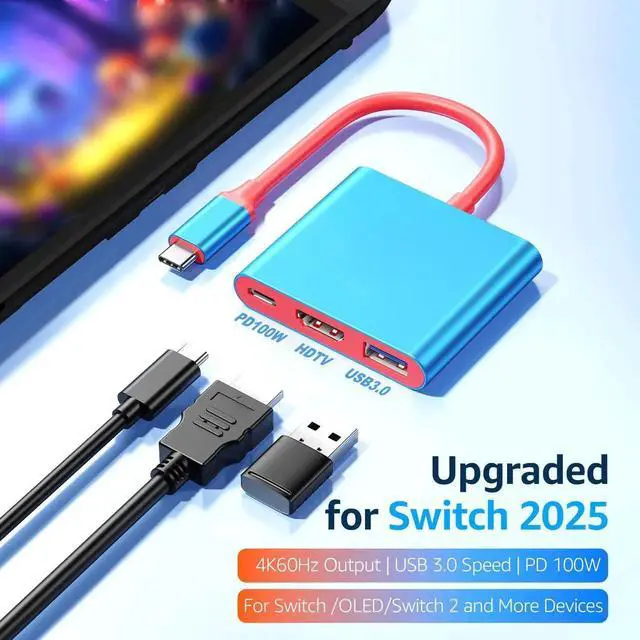 Alt view image 4 of 7 - USB-C 3-in-1 Hub with 4K@30Hz HDMI, USB 3.0 & 100W PD Charging, Multiport Adapter for MacBook, Laptop, Tablet, Switch & Smartphone