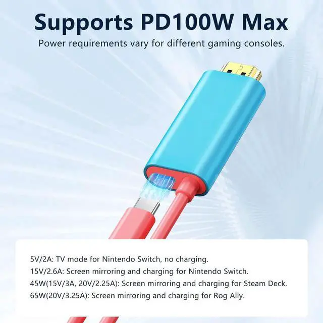 Alt view image 4 of 5 - USB-C to HDMI Portable Adapter with 100W PD Charging, 4K@60Hz Output, Compatible with Switch, Switch 2, Laptop, Tablet & Smartphone