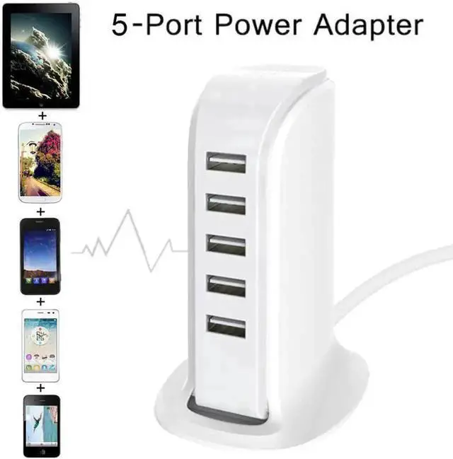 Main image of 5-Port USB 3.0 Power Strip, Multi USB Fast Charging Adapter, EU/UK/US/AU Plug Available for iPhone, Smartphones