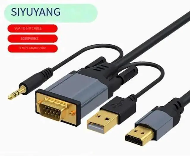 Main image of VGA to HDMI Adapter Cable 1m with Audio, 1080P, USB Powered & 3.5mm Audio Jack, Connect PC, Laptop to Monitor, TV & Projector