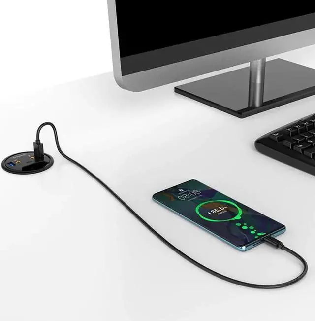 Alt view image 5 of 5 - Desktop Grommet USB Hub, Desk Mount Type-C Adapter Splitter with USB 3.0 Port & Audio Jack, Multi-Function Table Grommet Expansion Dock for Office Desktop Table Mount Connection and Peripheral Expansi