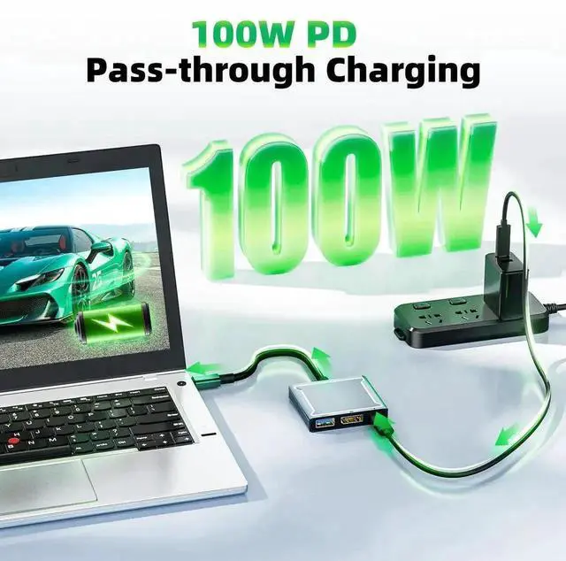 Alt view image 6 of 7 - BolAAzuL 3-in-1 USB C to DisplayPort Multiport Adapter Dock, Type C Hub with DP 1.4, USB 2.0 & 100W PD Charging Port, Supports 8K@60Hz DP Alt Mode for MacBook Pro, iPad Pro and External Monitor