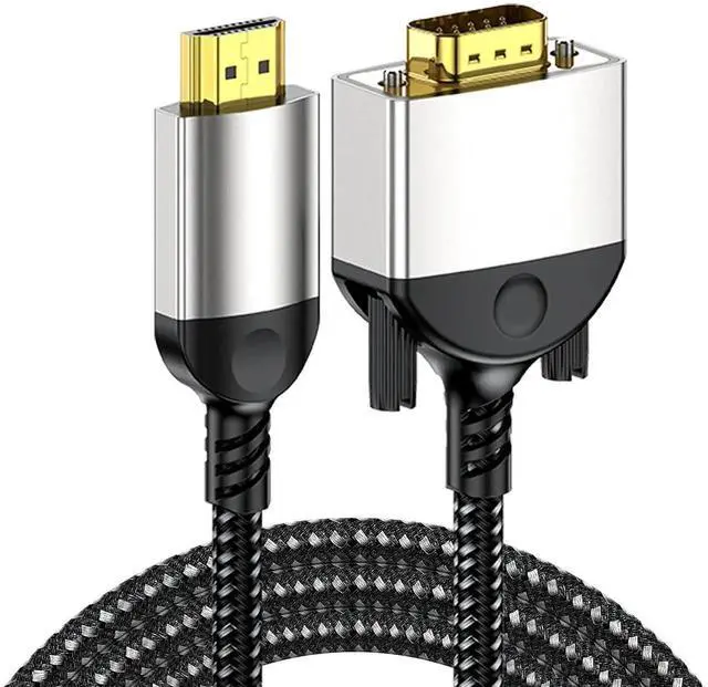 Alt view image 2 of 5 - HDMI to VGA Braided Cable 1080P@60Hz, Aluminum Alloy Housing with Gold-Plated Connectors, High Definition Video Cord Connect Laptop, PC, Set-Top Box to VGA Monitor and Projector