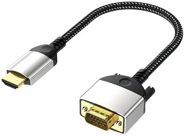 Alt view image 5 of 5 - HDMI to VGA Braided Cable 1080P@60Hz, Aluminum Alloy Housing with Gold-Plated Connectors, High Definition Video Cord Connect Laptop, PC, Set-Top Box to VGA Monitor and Projector