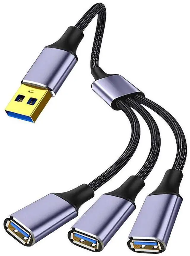 Main image of 3-Port USB 2.0 Hub, USB-A & Type-C Multiport Splitter, 1-to-3 Portable Expansion Adapter, Compatible with Laptop, PC, Smartphone, Tablet, Keyboard, Mouse and USB Flash Drives