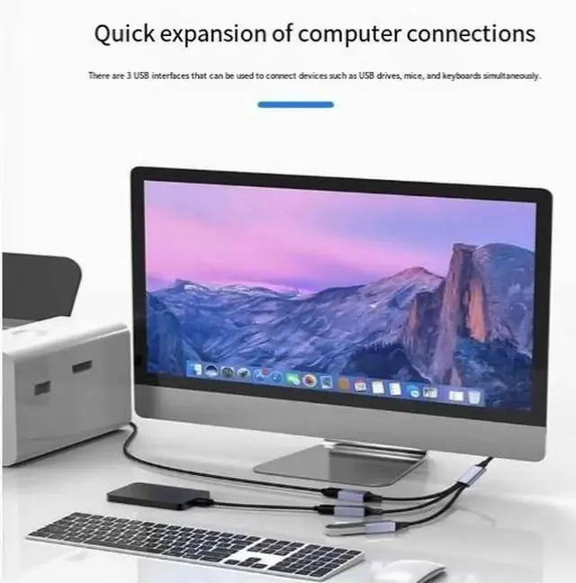 Alt view image 3 of 4 - 3-Port USB 2.0 Hub, USB-A & Type-C Multiport Splitter, 1-to-3 Portable Expansion Adapter, Compatible with Laptop, PC, Smartphone, Tablet, Keyboard, Mouse and USB Flash Drives