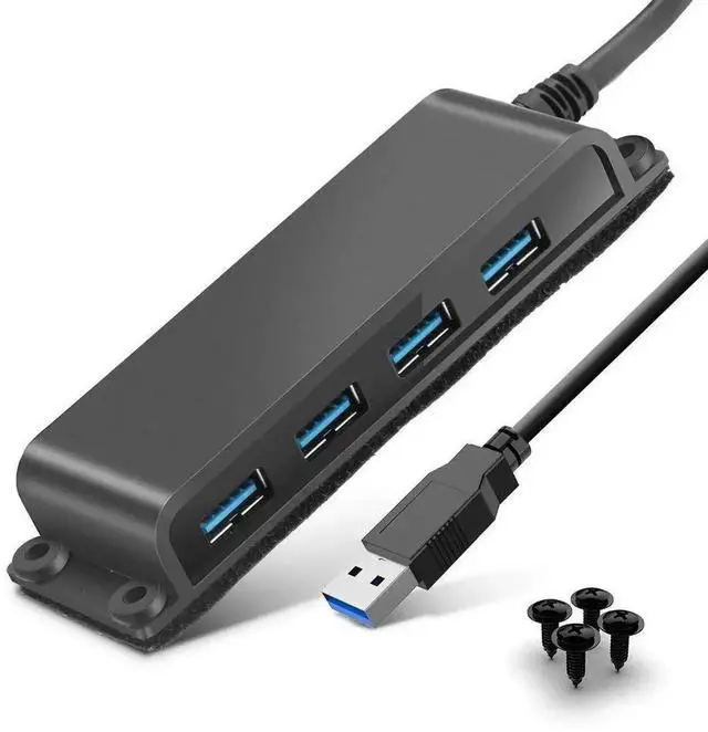 Main image of 4-Port USB 3.0 Portable Fixable USB Hub with 3.3ft Cable, High Speed USB Data Hub for Laptop, MacBook, XPS, Surface Pro, USB Flash Drives, Mobile HDD and More