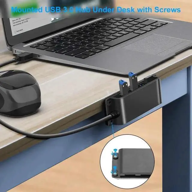 Alt view image 5 of 7 - 4-Port USB 3.0 Portable Fixable USB Hub with 3.3ft Cable, High Speed USB Data Hub for Laptop, MacBook, XPS, Surface Pro, USB Flash Drives, Mobile HDD and More